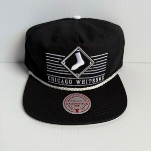 NWT Chicago White Sox Mitchell & Ness Black MLB Ascend Rope Snapback Hat Cap